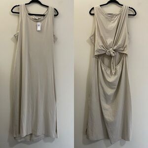 NWT Gap Sleeveless Cutout Back Midi‎ Dress in Tan - XL